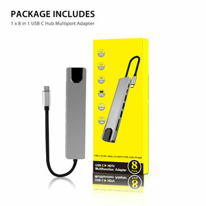 8 in 1 Typt-<strong>C</strong> <strong>USB</strong> Type <strong>C</strong> to HD RJ45 Gigabit Ethernet Adapter <strong>USB</strong> 3.0 HUB Dock with Card Reader PD Charger 87W 4K Multi Adapter - Product Image 1