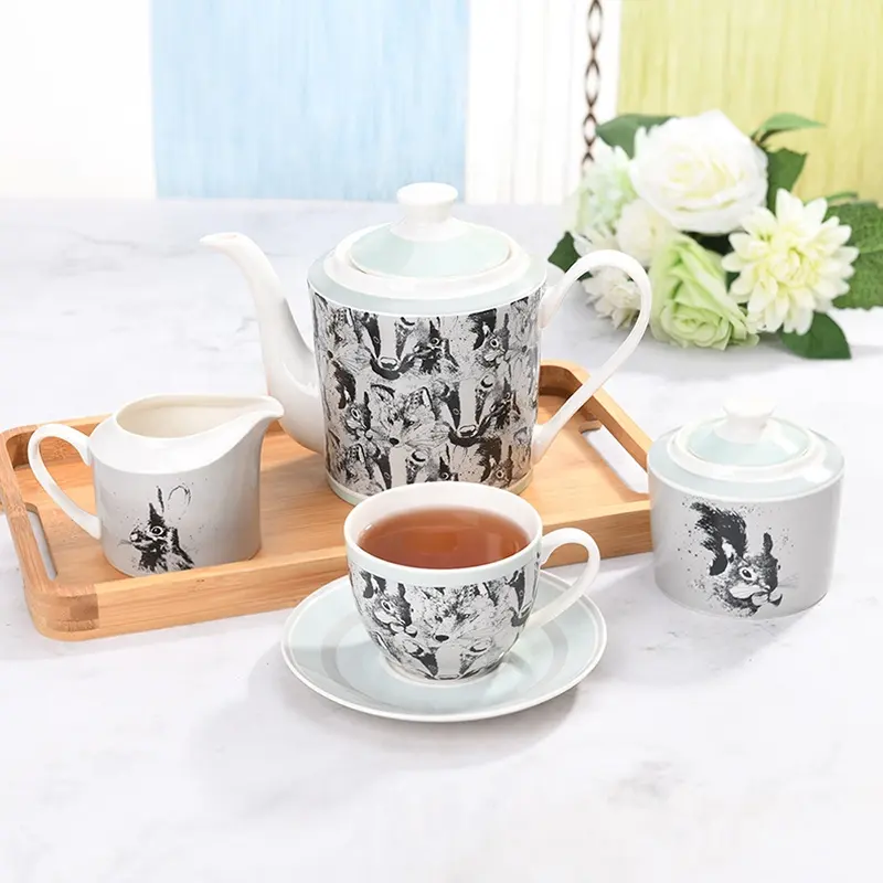 Magnoble милые животные фарфоровый чайный Подарочный набор с чашкой блюдце наборы для послеобеденного чая