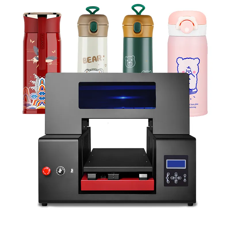 Stampante per tazza UV di piccole dimensioni di nuova concezione di nuovo stile per macchina da stampa in ceramica a palloncino A3 stampante UV a base piatta