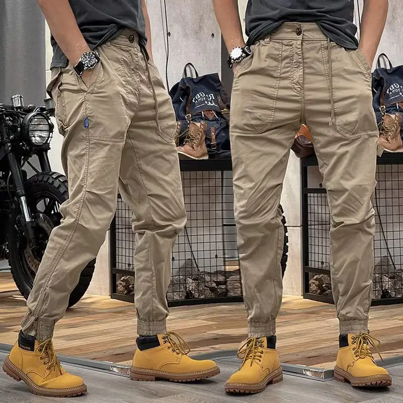 Tuta Vintage all'ingrosso pantaloni Cargo pantaloni elastici in vita Multi-tasca larghi Casual a grappolo