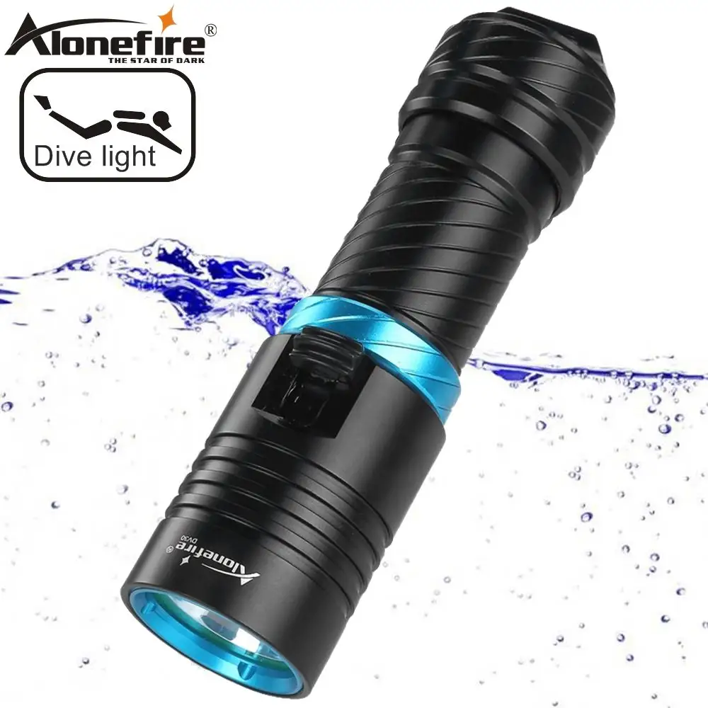 Alonefire DV30 XM-L2 LED parlak ışık dalış el feneri 100M sualtı su geçirmez dalış meşale tüplü fener lambası 26650 pil