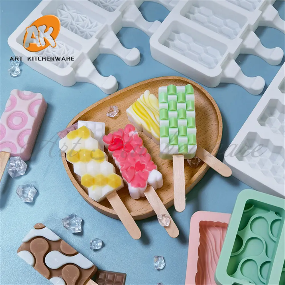 AK özel dalga kalp 3D silikon Popsicle dondurma kalıp silikon çikolata kalıpları için dondurmalı pasta Maker Maker XG-67-74