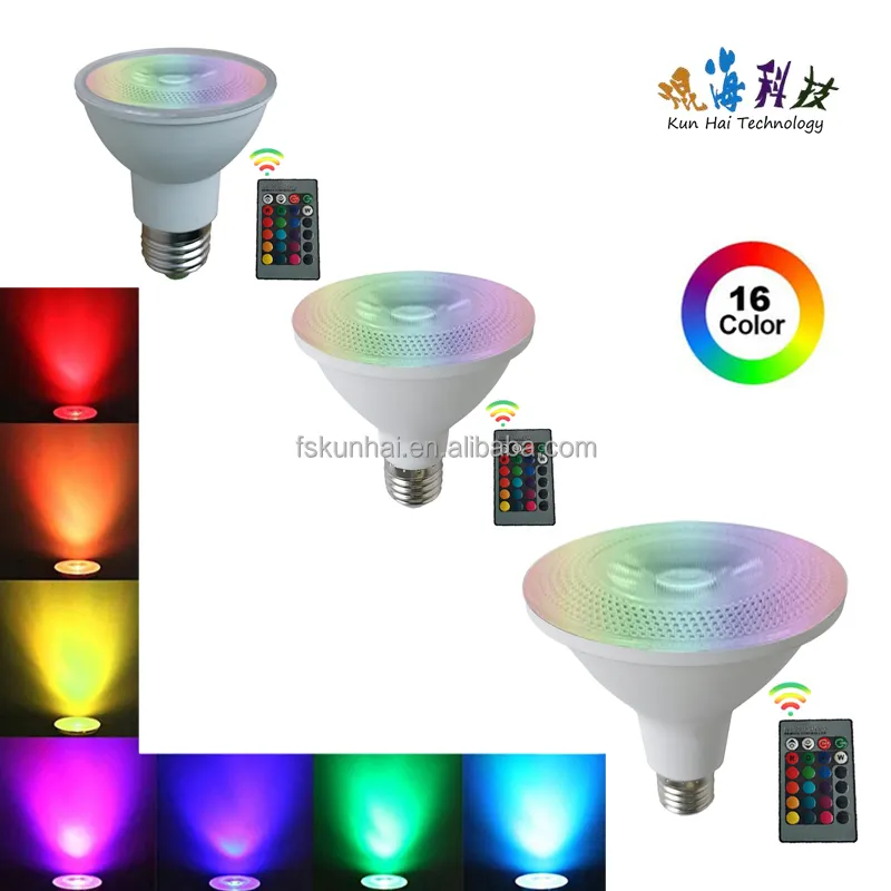 LED PAR20 PAR30 PAR38 spot RGB renk ayarlanabilir ışık 16 renk akıllı uzaktan kumanda KH-YH-RGB