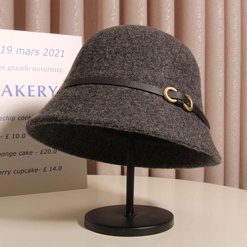 Wool blend figure-eight buckle fisherman's hat, dark heather gray