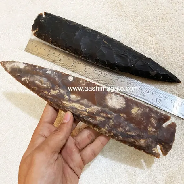 Puntas de flecha de ágata de 11 pulgadas, puntas de flecha de ágata India hechas a mano, piedras naturales de cristal artesanales, Reiki, piedras minerales