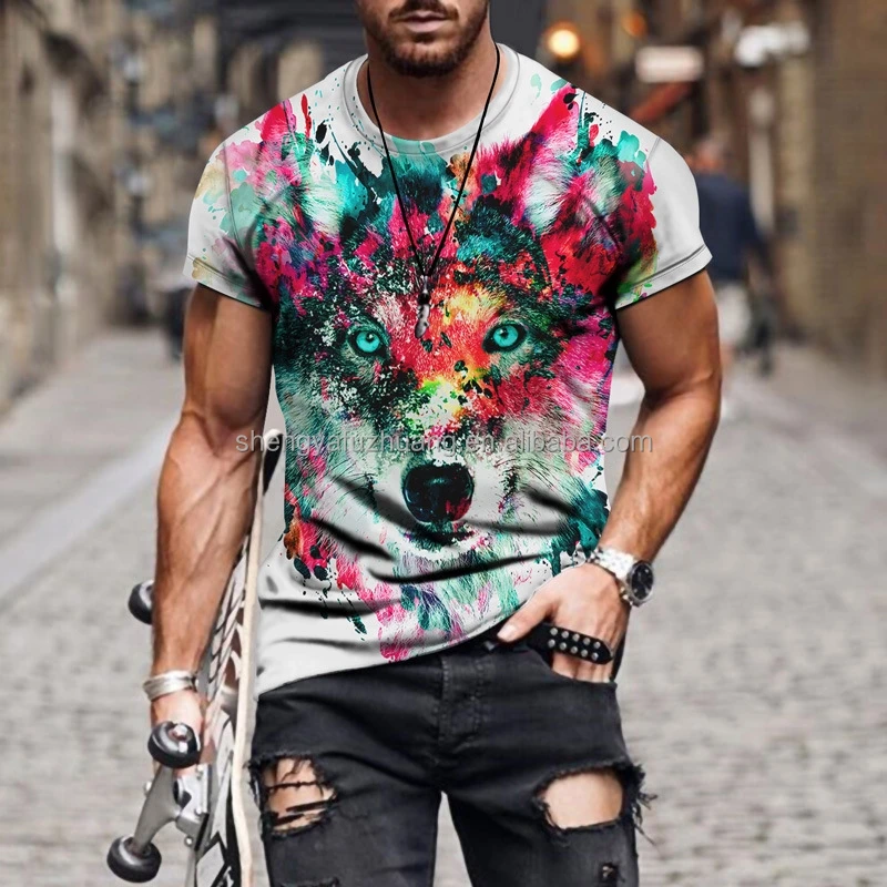 Wholesale summer new ice silk quick drying men's sports T-shirt printed half sleeve T-shirt