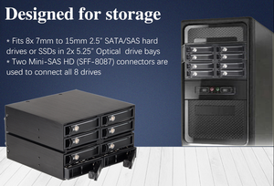 8 Bays Drive Mini-SAS HD Interface 2.5 Inch HDD <strong>Enclosure</strong> for Optical Drive Bay - Product Image 4