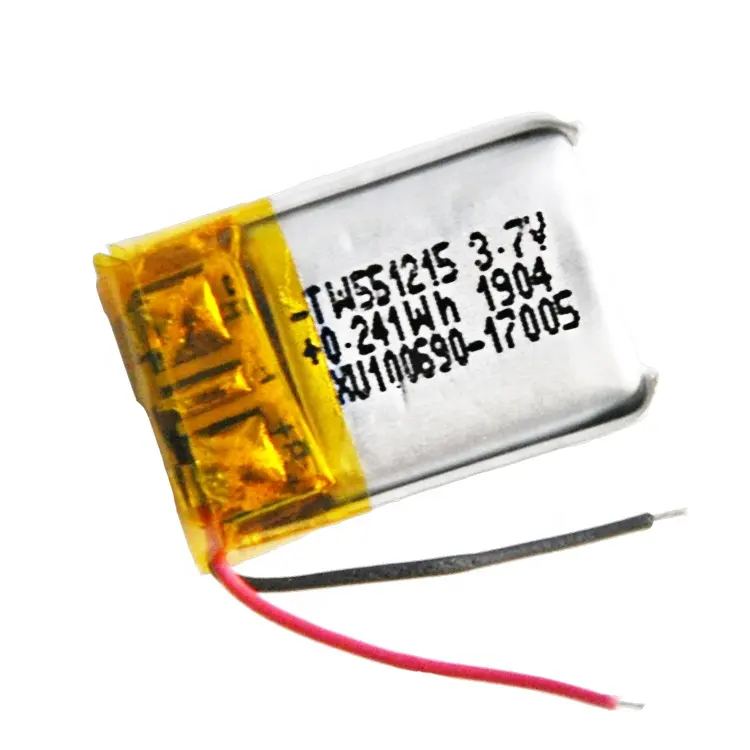 Bateria de lipo recarregável 551215 v taiwoo, bateria de 65mah recarregável 3.7v prateada kc personalizada por cliente 500 vezes