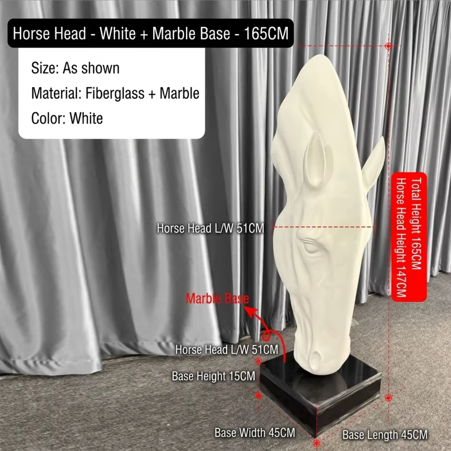 165cm with marble base
