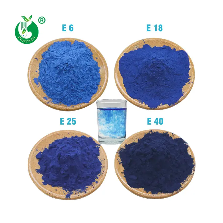 Pincredit Supply E6 E18 E25 E40 Phycocyanin Organic Blue Spirulina Powder