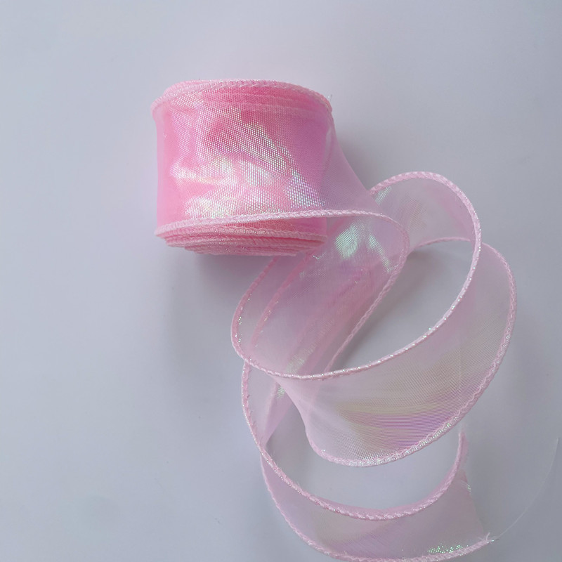Tulle a coda di pesce iridescente - 4 cm - rosa ciliegio - 9 metri