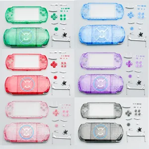 เคสหุ้มคอนโซลสำหรับเกม PSP3000 PSP 3000สีคริสตัลแบบเต็มพร้อมชุดอุปกรณ์พร้อมกระดุม