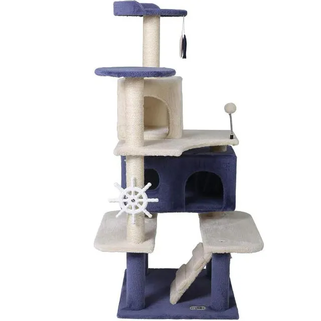 Árbol para gatos de varios niveles, cómodos gatos de lujo, gatito posado, actividad, casa de juegos