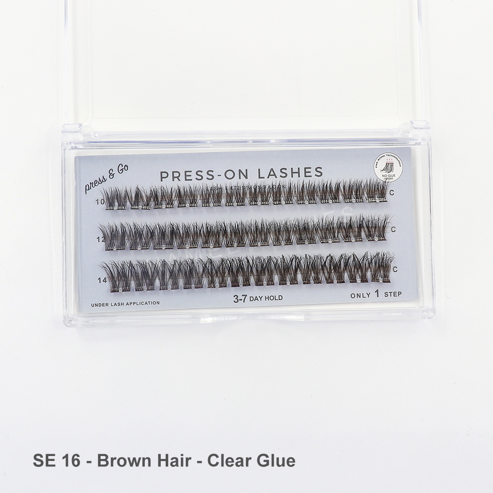 3 Líneas - SE 16 - Cabello Castaño - Pegamento Transparente