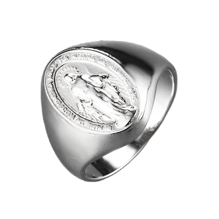 Gioielli di moda personalizzati di alta qualità in argento Sterling 925 religione anelli di moneta uomo donna cina produttore
