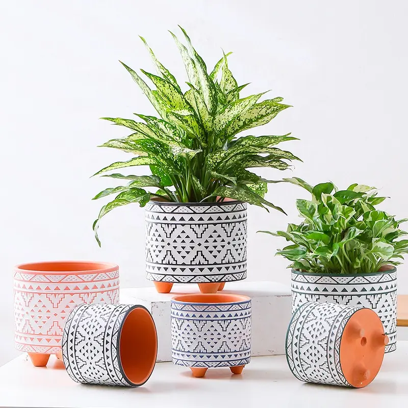 Casa e jardim atacado vaso de orquídea Europeu vaso de argila decoração potes terracota plantador com pé