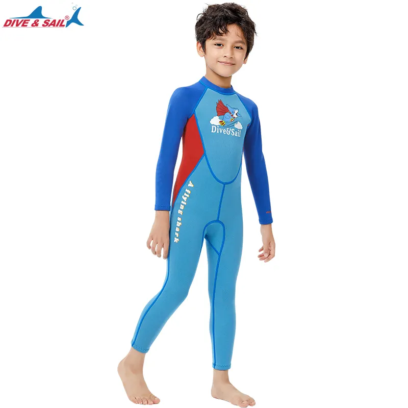 Kids Wetsuits Neoprene 2.5mm Thick Long Sleeve Wram Swimwear Diving Suit Boys One Piece UV Protection Wetsuit For Water Sports