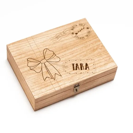 Caja de regalo personalizada del Polo Norte, caja casera de madera dulce para Nochebuena, caja de embalaje de regalo de madera al por mayor