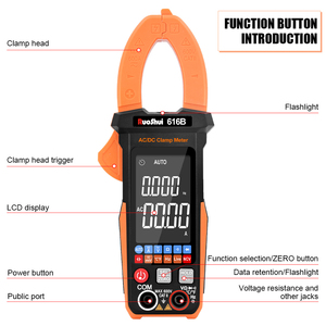 Ruoshui 616B Pantalla grande Pantalla inversa VICTOR Clamp Meter 6000 Count DCV ACV DCA ACA Ohm Cap Freq Temp Pinza eléctrica - Product Image 3