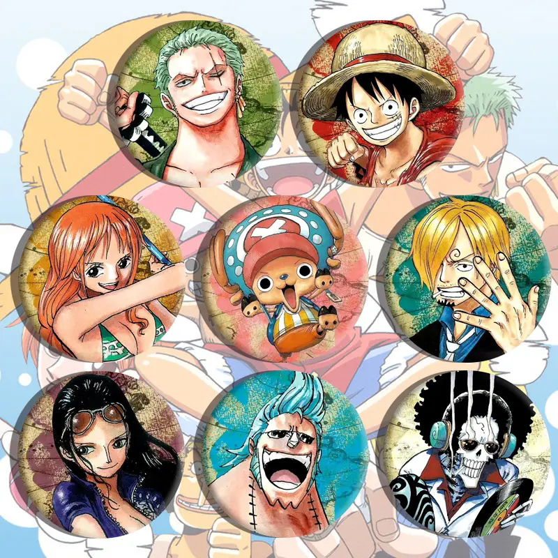 8 Stks/set 58Mm One Piece Anime Flip Badges Lenticulaire Anime Motion Moving Pins Knoop Badges Blikken Cadeau