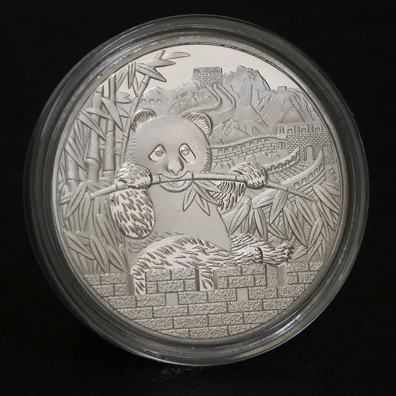 عملة تذكارية باندا صينية مخصصة نادرة مستديرة مطلية بالذهب والفضة للبيع