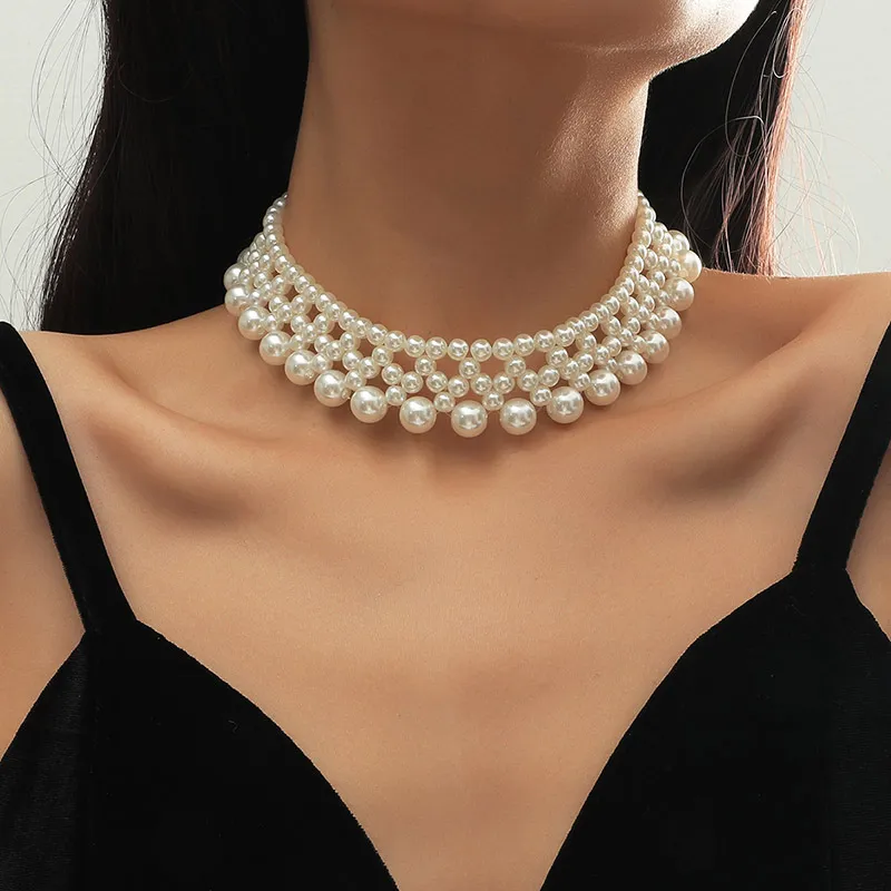 Collar de perlas hecho a mano multicapa joyería Bohemia con personalidad de moda al por mayor para mujer