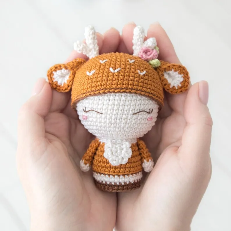 Small Stuffed Christmas Animals Amigurumi Baby Shower Toys Crochet Mini Reindeer