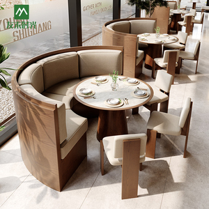 Tùy Chỉnh Sang Trọng Hiện Đại Thương Mại Nhà Hàng Đồ Nội Thất Bằng Gỗ Bàn Cà Phê Gian Hàng Sofa Đặt Thân Thiện Với Môi Bền Cho Nhà Hàng - Product Image 1