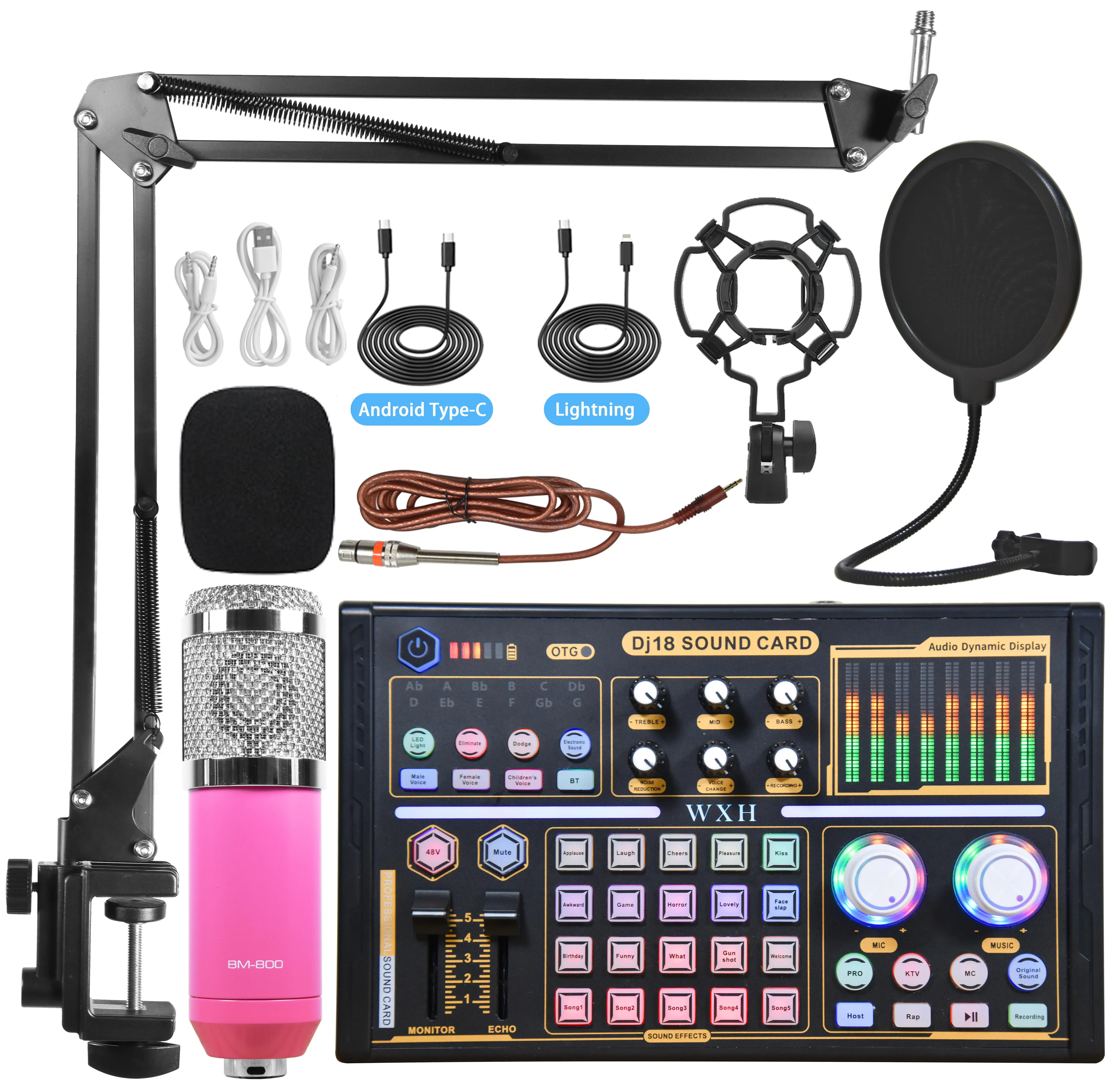 BM 800 Professional Dj18 Sound Card Set BM800 Mic Studio di registrazione microfono a condensatore per Karaoke Podcast per la registrazione in Studio