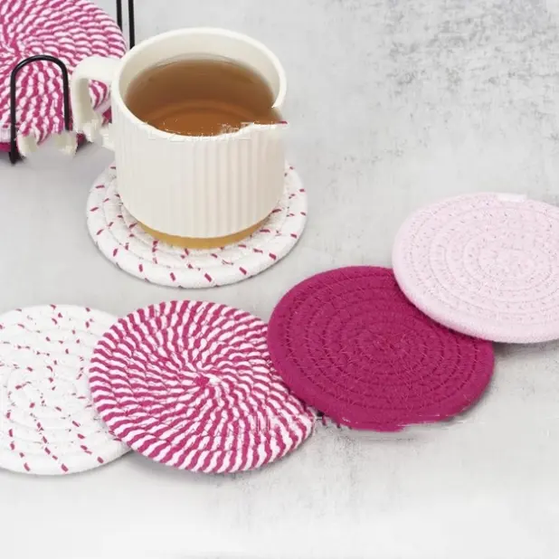 Set sottobicchieri per mobili tessuto pastiglie calde tappetino da cucina tovaglietta in cotone con strisce