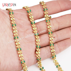 Kolye ve bilezik yapma emaye zincir paslanmaz çelik altın kaplama emaye yaprak link zinciri - Product Image 2