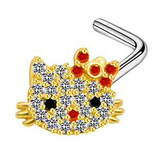 Clou de nez en zirconium rouge doré