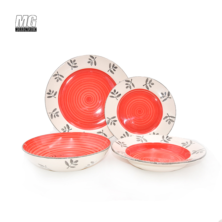Manufacturer customized unique type pattern ceramic porcelain dinnerware sets without mugs uk