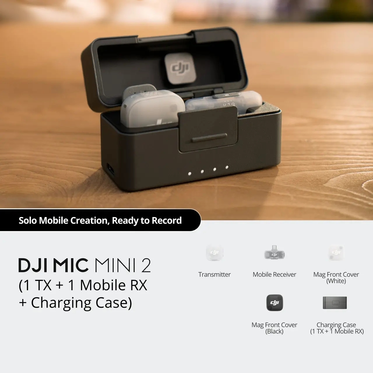 Mic Mini 2 (1 TX + 1 Mobile RX + Charging Case)-black