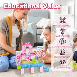 Lâu Đài Màu Hồng Xây Dựng Khối Đồ Chơi Trẻ Em Từ <span class=keywords><strong>Playhouse</strong></span> Gạch Giải Nén Xếp Chồng Khối Giáo Dục Montessori Gốc Tự Làm Đồ Chơi - Product Image 6