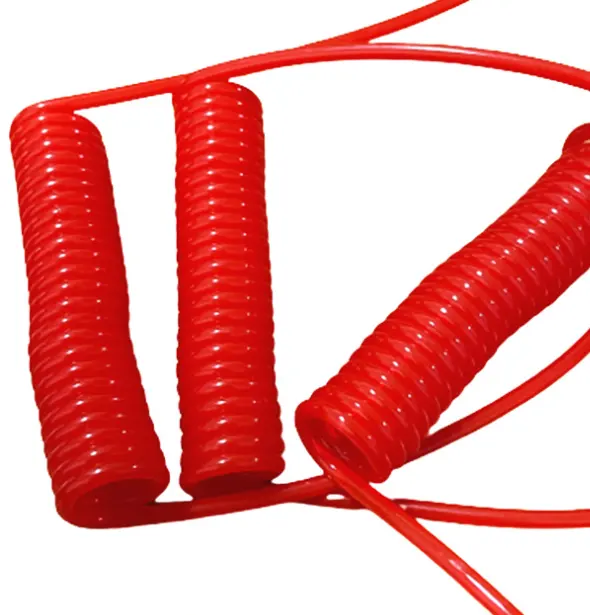 Kırmızı PU katı Spiral anahtarlık dekoratif kolye ile bahar halat Spiral kablo tel çoklu özellikler
