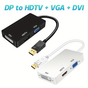 Displayport DP a HDMI DVI VGA Adaptador 3 en 1 Display Port Convertidor de cable para PC Laptop Proyector