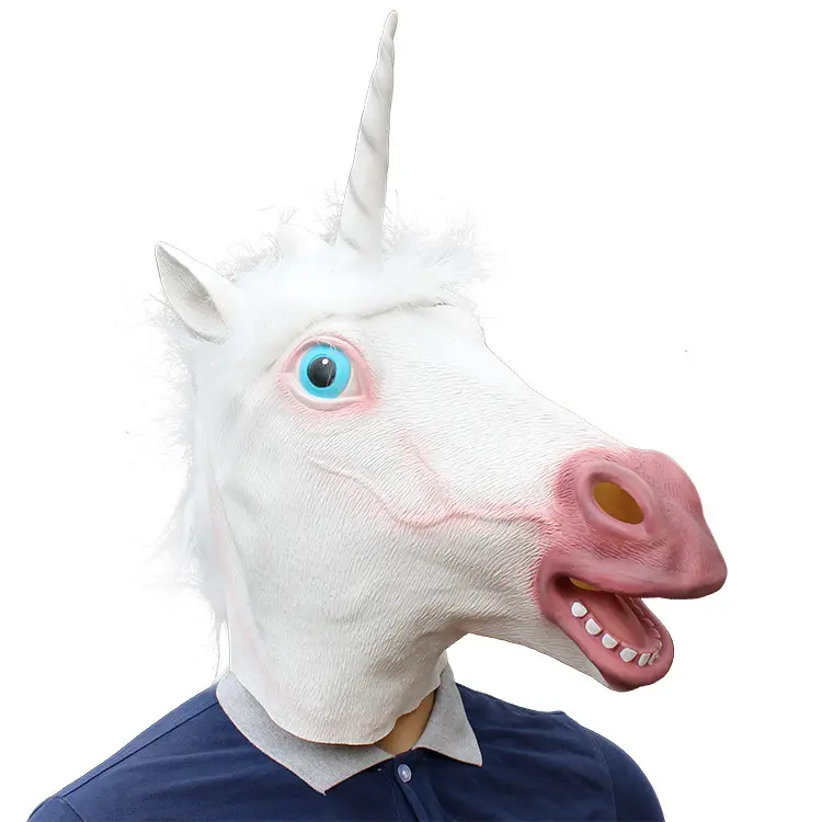 Animal Full Head Latex Mask Funny Horse Unicorn Costume for Masque Carnival Party Props Unicorn Party Mask