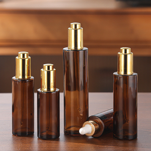 <strong>Wholesale</strong> Hot 20ml 30ml 40ml 50ml 60ml 80ml 100ml Amber Glass Lotion Bottles Pump Empty Cosmetic Containers Skin Care Serum - Product Image 4