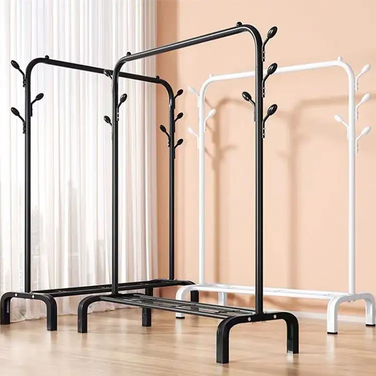 white and black home hall free standing dress shirt hat jacket umbrella metal clothes hanger stand coat stands with shoe rack