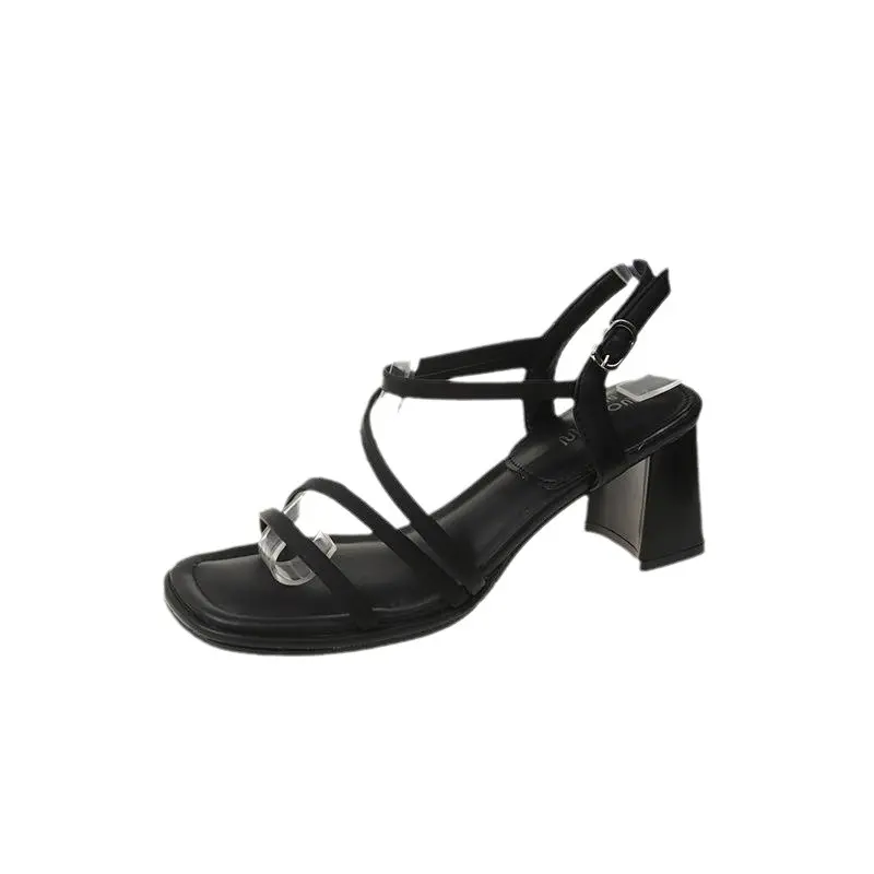 Sandalias de mujer elegante verano exterior cruzado atado cuero moda mujer Sandalias