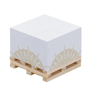 Wholesale <strong>Custom</strong> Logo Self-Adhesive <strong>Note</strong> <strong>Cube</strong> 7.6*7.6 Sticky Paper <strong>Block</strong> <strong>Memo</strong> Pad with Wooden Pallet for <strong>Memos</strong> Instructions - Product Image 1