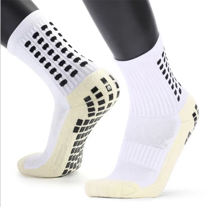 Calcetines deportivos con agarre para hombre, calcetines de fútbol antideslizantes, logotipo personalizado, calcetines deportivos de algodón para gimnasio, Calcetines antideslizantes