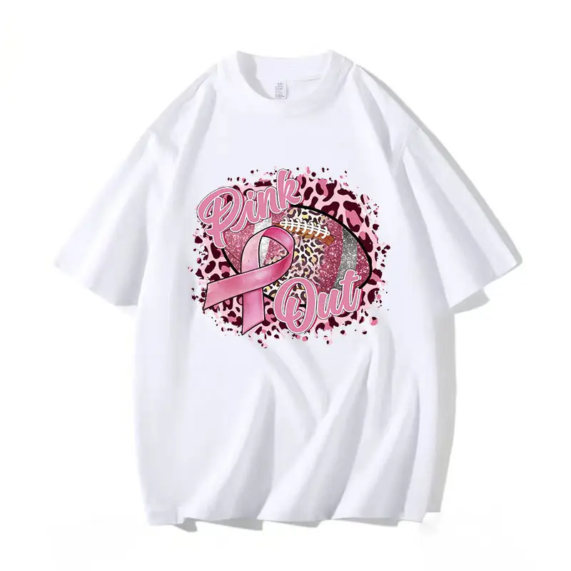 DTF Transferências Designs Pronto para Imprensa Breast Cancer Awareness Logo Impresso Personalizado Preto Transferências De Calor Menina Para T-Shirts