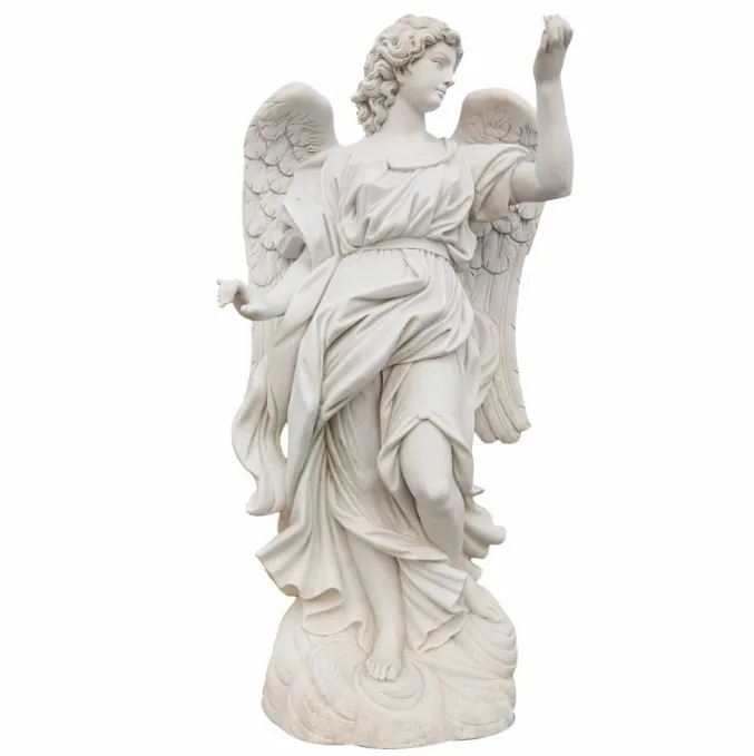 Pietra angelo marmo bianco stile europeo carattere comunità parco decorazione prato personalizzato varie statue di pietra