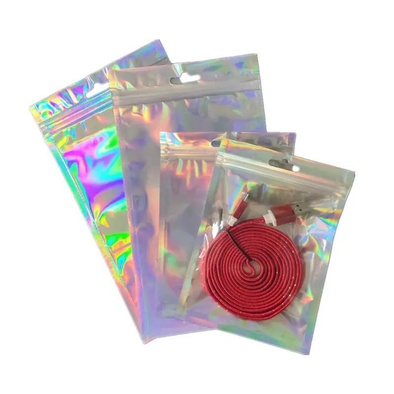 Alta qualità Dazzle Pull bone custodia per cellulare cavo dati ornamenti per sacchetti di plastica traslucidi gifZip-lock bag laser