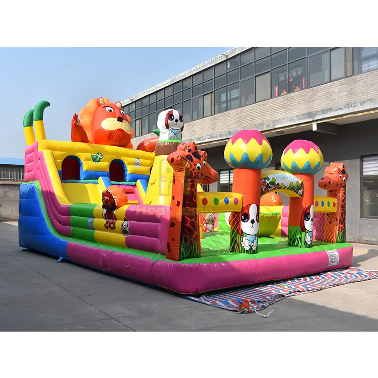 Trampolín inflable para niños, toboganes grandes para exteriores, parque de atracciones cuadrado