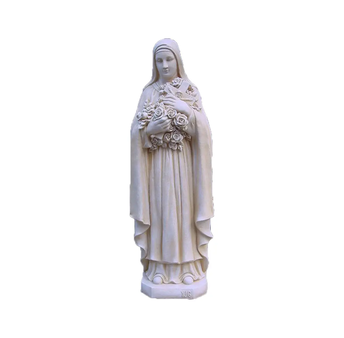 Figuritas de resina personalizadas para decoración de Exteriores, arte y artesanía artesanal, figura de la Virgen María, cristiana, con cruz de Jesús rosa