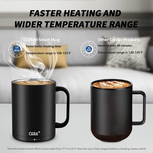 CERA + ถ้วยทำความร้อนอัจฉริยะ,แก้วอัจฉริยะควบคุมอุณหภูมิ SS304 14ออนซ์ - Product Image 4