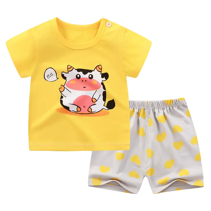 Best Price Summer Children Short Set Fancy Print Casual Boys Clothing Set